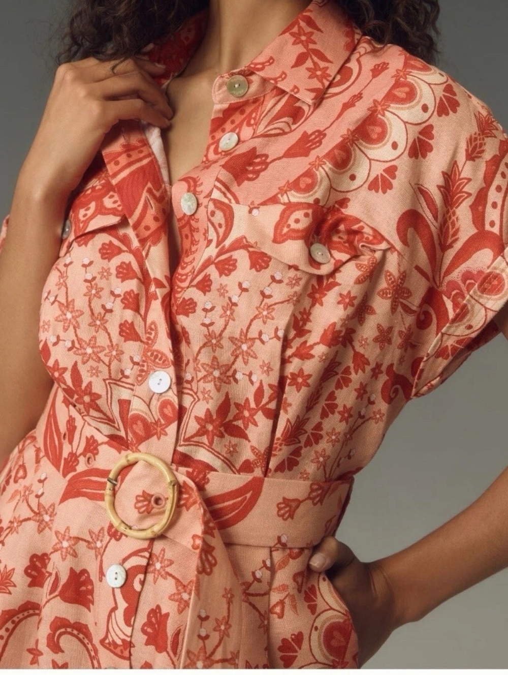FARM Rio 100% Linen Jaipur Floral Paisley Romper - Picture 7 of 14